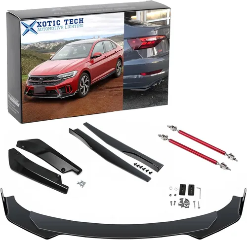 Miniatura 14 de X xotic tech Juego de carrocería para coche con alerón para parachoques delantero, divisor de falda lateral + alerón para parachoques trasero