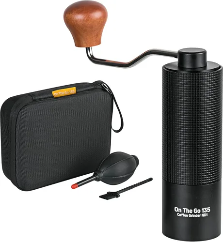 Molinillo de café manual, rebaba cónica de acero inoxidable con ajuste ajustable, doble rodamiento, capacidad máxima de 0.88 onzas, molinillo de