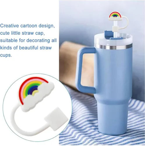 Miniatura 6 de Tapa con pajita para vaso Stanley, tapa superior de pajita de silicona de 10 mm 0.4 pulgadas, tapas reutilizables para puntas de pajita, cubiertas 6