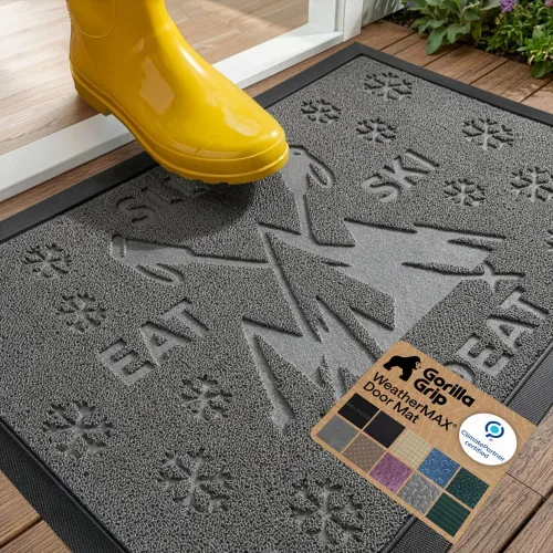 Gorilla Grip - Tapete WeatherMax todoterreno 100% impermeable, caucho natural, resistente a manchas y decoloración, perfil bajo, interior y Grafito