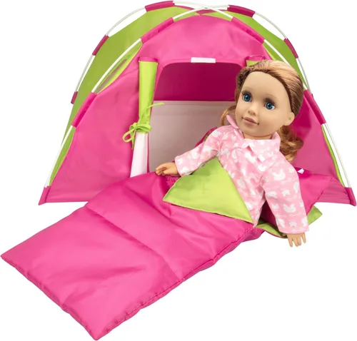Miniatura 6 de Tienda de campaña para muñecas (juego de 3 piezas) – Incluye tienda de campaña XL, saco de dormir y almohada – Hecho a mano, accesorios premium