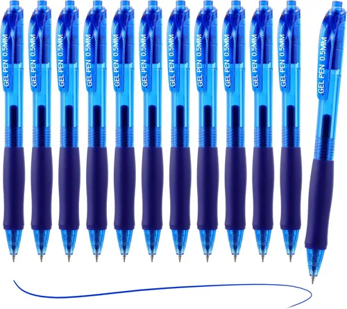 Miniatura 10 de USUAL Bolígrafos de gel de 0.020 in, paquete de 12 bolígrafos retráctiles de tinta negra de punta fina, escritura suave de secado rápido, no se