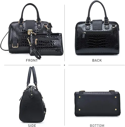 Miniatura 3 de Dasein - Bolso de mano para mujer, diseño de barril, cuero vegano, bolso de hombro, con asa superior, a la moda, bolso de trabajo