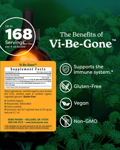 Miniatura 2 de Herb Pharm Vi-Be-Gone Fórmula herbaria líquida con lomatium para apoyo activo del sistema inmune - 4 onzas