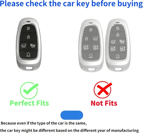 Miniatura 2 de Funda para llavero Hyundai, compatible con Hyundai Santa Fe Palisade Kona Elantra GT Veloster 2019, 2020, 2021, 2022, Hyundai Santa Fe, Palisade