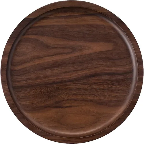 Miniatura 5 de Winterworm Bandeja de madera rústica de nogal macizo, bandeja cuadrada rectangular para té, bandeja de café (cuadrada pequeña (6.3 x 6.3 pulgadas)