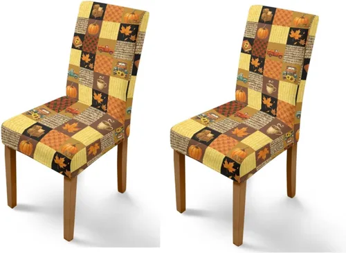 Miniatura 53 de Rnyleeg Thanksgiving Chair Covers for Living Room No Arms Turkey Pumpkin Stretch Dining Chair Covers Set of 6 Soft Washable Kitchen Chair Protector