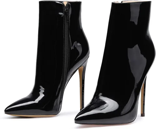 Miniatura 5 de Castamere Botines de tacón alto para mujer, puntera puntiaguda, sin cordones, con cremallera, tacones de 4.7 in