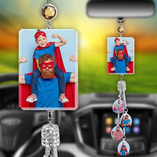 Miniatura 19 de Colgante de coche personalizado con foto, accesorios personalizados para coche, decoración cubo colgante