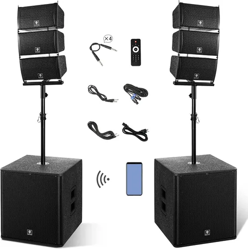 PRORECK Club 8000 juego de sistema de audio de 18 pulgadas y 8000W P.M.P.O estéreo para DJ/altavoces PA alimentados, conjunto de 6 altavoces de