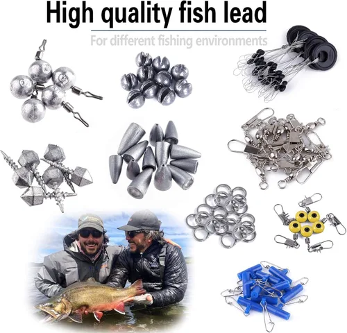 Miniatura 6 de TOPFORT Kit de 187/343 piezas de accesorios de pesca, Caja de aparejos de pesca organizada con aparejos incluidos, anzuelos de pesca, pesas de Kit