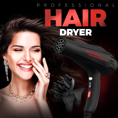 Miniatura 7 de Secador de pelo profesional de 2200W con difusor para cabello rizado y ondulado natural, secador de pelo iónico negativo de bajo ruido con difusor
