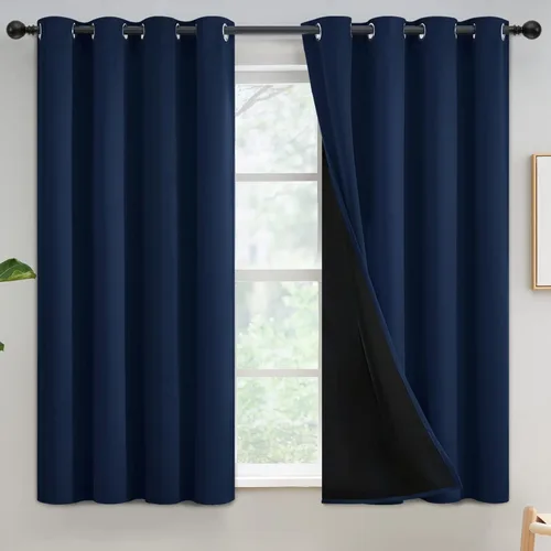 Miniatura 177 de Yakamok Cortinas negras, cortinas de ventana con aislamiento térmico y eficiencia energética para dormitorio, cortinas opacas completas y cortinas