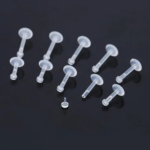 Miniatura 3 de NEWITIN 100 aretes de nariz transparentes de 0.71 onzas para cirugía, en forma de L, retenedores de piercing transparentes, joyería de piercing