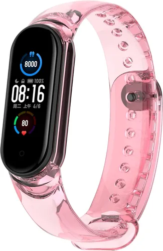 Senter Correa de repuesto de silicona suave para Xiaomi Mi Band 5 / Mi Band 6 Smart Watch Rosado