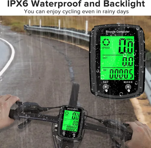 Miniatura 4 de Computadora de bicicleta y odómetro de bicicleta con cable MPH KM/H Velocímetro de bicicleta con despertador automático de velocidad de ciclismo