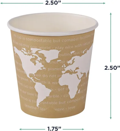 Miniatura 3 de ECO PRODUCTS Tazas de café de espresso desechables y compostables World Art de 4 onzas, caja de 1000, taza de papel caliente renovable, forro de PLA