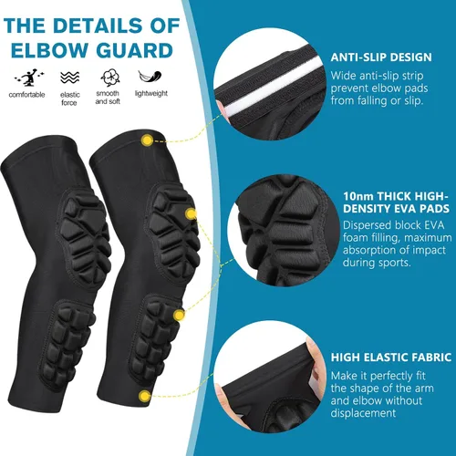 Miniatura 2 de Codera acolchada de compresión para deportes, paquete de 2 almohadillas anticolisión para el antebrazo del brazo, protección anticolisión para fútbol