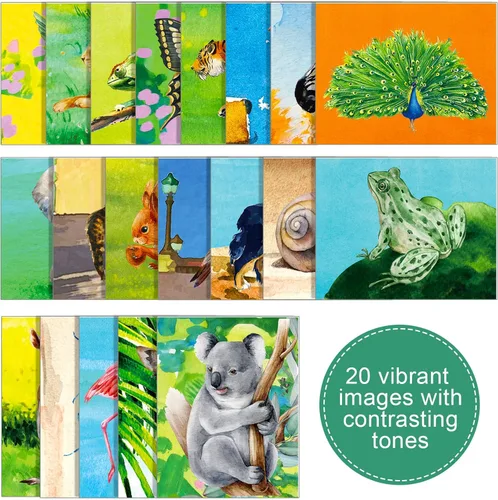 Miniatura 4 de 20 piezas de productos de demencia para ancianos con 1 pincel de pintura con tema de animales, juguetes reutilizables para pintura al agua, juguetes