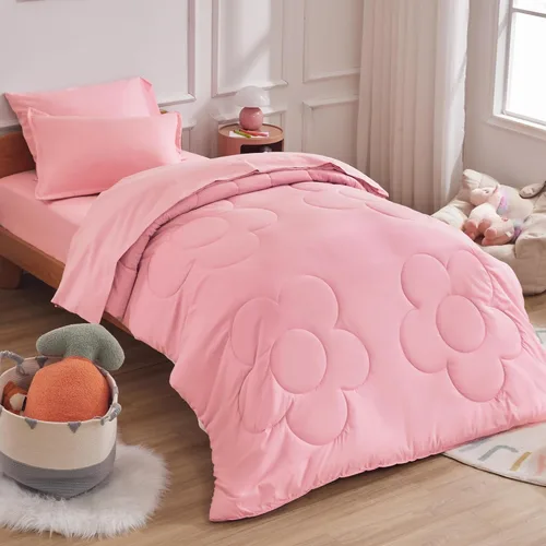 Juego de ropa de cama SLEEP ZONE para niños, tamaño individual, rosado - Juego súper lindo y suave de 5 piezas para niñas, con edredón, sábana,