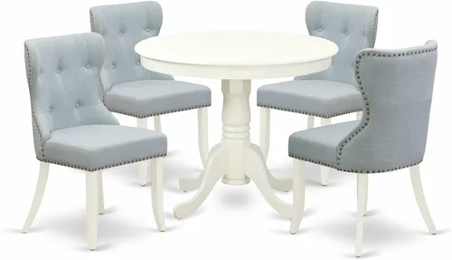 Miniatura 14 de East West Furniture ANSI3-ABK-21 - Juego de comedor de 3 piezas que contiene una mesa de cocina redonda con pedestal y 2 sillas de comedor Parson
