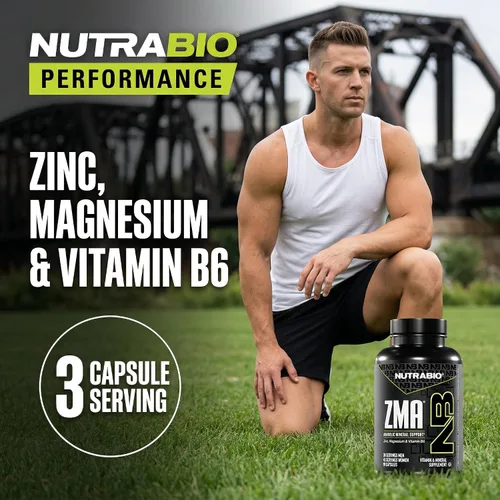Miniatura 4 de NutraBio ZMA Suplementos para hombres y mujeres - Suplementos de zinc y magnesio para apoyar los niveles hormonales - Dormir - Recuperación muscular