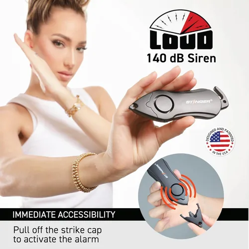 Miniatura 4 de Stinger Llavero de alarma personal, herramienta de emergencia, sirena de alarma de pánico de seguridad, cortador de cinturón de seguridad, rompe