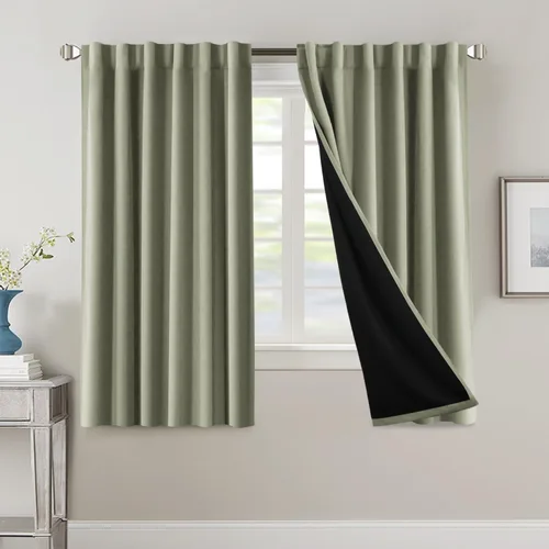 Miniatura 131 de H.VERSAILTEX Cortinas 100% opacas para dormitorio con forro negro, cortinas de oscurecimiento de habitación completa, con aislamiento térmico