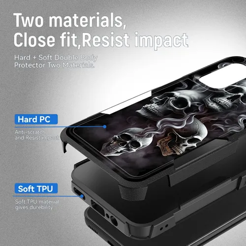 Miniatura 2 de Funda para Galaxy A14 5G, resistente de doble capa híbrida de policarbonato duro, goma suave, a prueba de golpes, funda protectora resistente