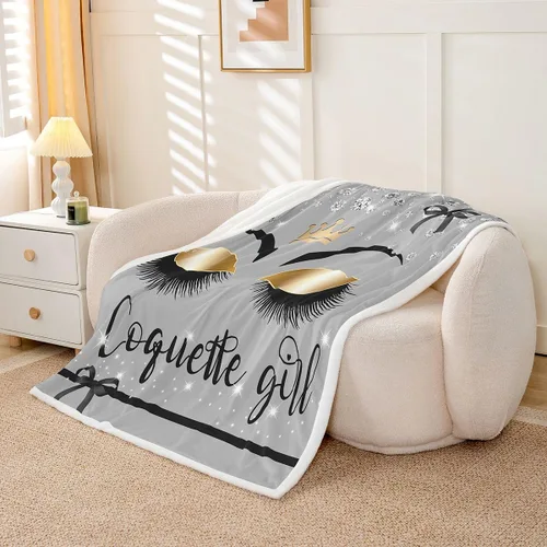 Miniatura 9 de Erosebridal Manta de vellón de pestañas de 40 x 50 pulgadas, hermosa manta de maquillaje femenino para niñas y mujeres, decoración de dormitorio
