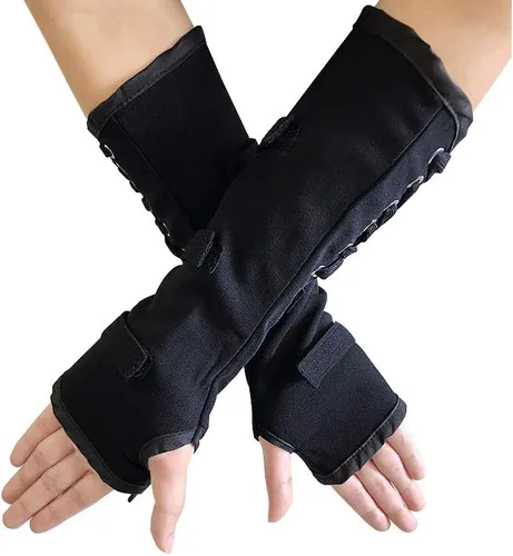 Miniatura 5 de MJ Michael - Guante sin dedos clásico BAD Jam Punk Armbrace de algodón, vendajes con hebillas, guante negro, Negro