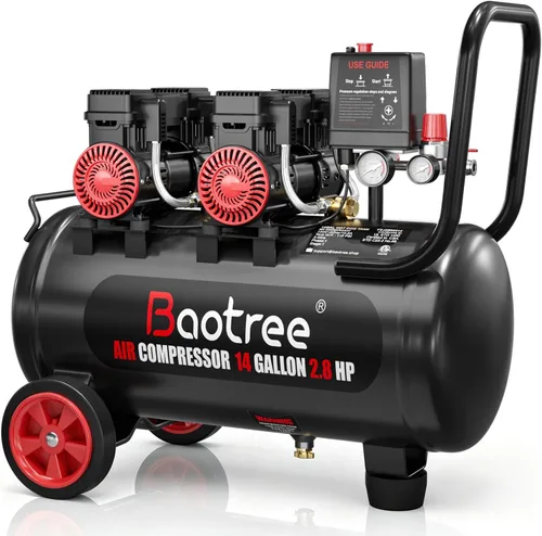 Miniatura 9 de 3 Gallon Ultra Quiet Air Compressor with Two Quick Couplers, 1.2HP MAX 115PSI Oil-Free Air Compressor Steel Tanks, 70dB Air Compressor with Wheels