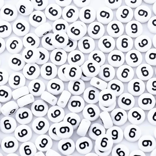 Miniatura 7 de 300 piezas de cuentas de número 0 redondas de 4x7mm, cuentas de número acrílico individual para hacer pulseras con dijes Redondo - 0