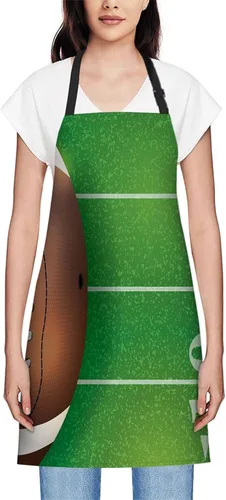 Miniatura 2 de oFloral Delantal de campo de fútbol americano y pelota, unisex, ajustable, delantal de chef de cocina, delantal para mujeres y hombres para cocina