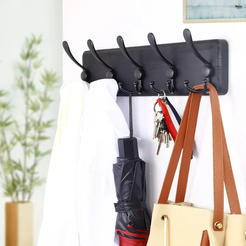 Miniatura 4 de WEBI Perchero de pared, ganchos para abrigos de pared rústicos, 16" de orificio a orificio, gancho grande para colgar en la pared, perchero