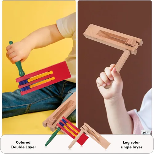 Miniatura 5 de Juego de 2 piezas de trinquetes giratorios de madera para hacer ruido, castañuelas de madera para rotar Mexicanas, trinquete de ruido giratorio