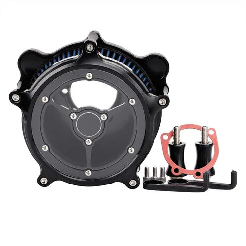 Miniatura 19 de Filtro de entrada azul con filtro de aire de corte en contraste compatible con Harley Dyna 1993-2016, Softail 1993-2015, Touring 1993-2007