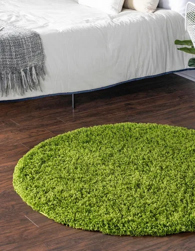 Miniatura 2 de Unique Loom Colección Solid Shag - Alfombra de área (1.60 m de diámetro, redonda, color verde hierba)