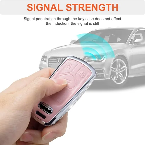 Miniatura 4 de Compatible con Funda para Llavero Audi con Llavero de Cuero Genuino Cristal Protección Completa Carcasa de Llave Compatible con Audi A4 Q7 Q5 TT A3