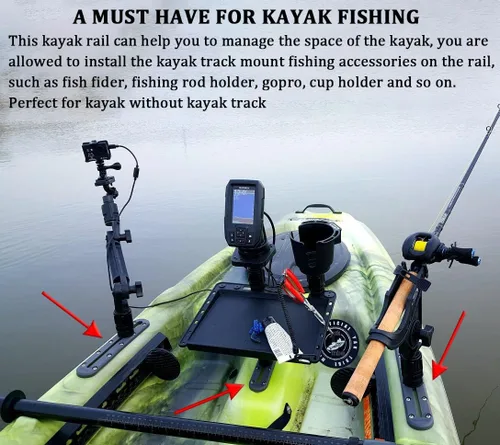 Miniatura 4 de Huntury Pista de kayak, pista de perfil bajo para kayak, riel de kayak, pista de montaje de accesorios de kayak, pista de engranajes de kayak