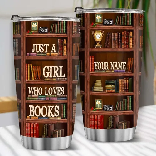 Miniatura 4 de T40413 - Taza personalizada para amantes de los libros, taza de café con texto en inglés "Just A Girl Loves Book", regalo para mujeres y niñas