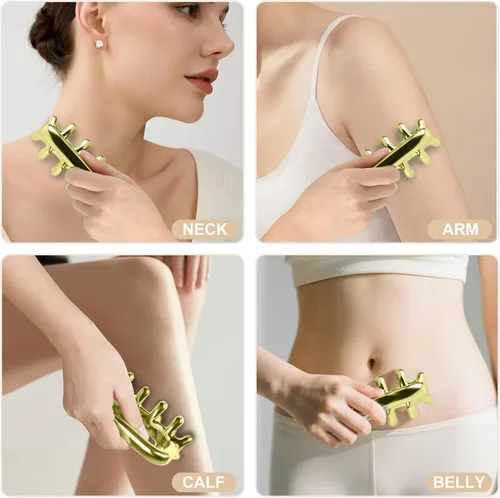 Miniatura 3 de Herramienta de masaje para fascia, terapia de hielo inoxidable, herramientas de punto gatillo para celulitis, herramienta de masaje para hombro, Oro