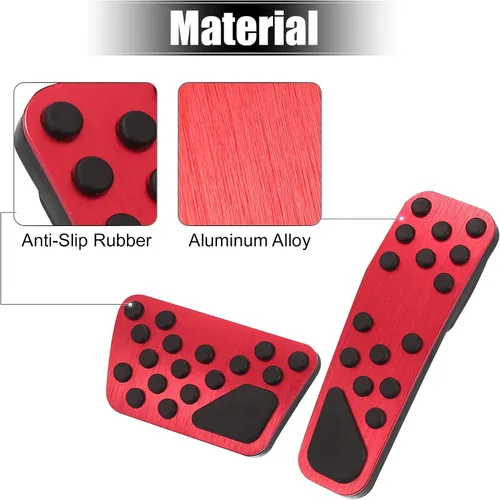 Miniatura 5 de X AUTOHAUX Cubiertas antideslizantes para pedal de acelerador de gas y freno de aleación de aluminio sin perforación, almohadillas de pedal