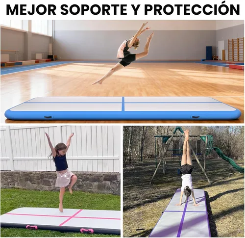 Miniatura 2 de Colchoneta inflable de gimnasia de 6, 10, 13, 16, 20 pies, 4/8 pulgadas de grosor, con bomba de aire eléctrica para uso doméstico, entrenamiento