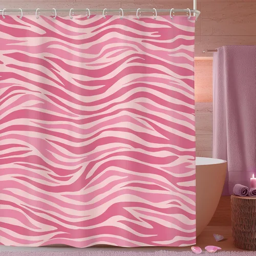 Miniatura 14 de Riyidecor Cortina de Ducha con Estampado de Leopardo Negro y Rosa Cabina Pequeña RV Estrecha Linda Femenina Moderna Trendy Simple Guepardo 36Wx72H
