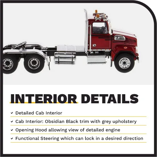 Miniatura 4 de Diecast Masters Western Star 4700 SF Tandem Day Cab Tractor Metálico Rojo 1/50 Modelo Diecast