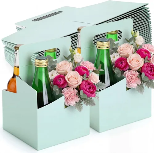 Miniatura 10 de Jetec 50 piezas Portador de bebidas de 4 tazas con asa, portador de cerveza de cartón kraft, portavasos desechable para bebidas calientes o frías