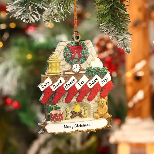Miniatura 15 de Adornos de Navidad personalizados, nombres de familia, decoración de Navidad, decoración colgante de árbol, adorno de bendición de Feliz Navidad
