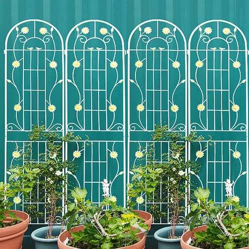 Miniatura 26 de Paquete de 4 enrejados de jardín de metal de 71" de altura, cerca de jardín, enrejado a prueba de óxido para plantas trepadoras, soporte de rosas