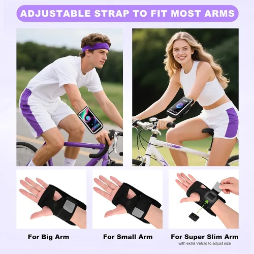Miniatura 3 de Brazalete deportivo reflectante ajustable y banda de antebrazo para iPhone 17/16/15/14/13 Pro Max, Samsung Galaxy S23/S22, hasta 7 pulgadas, soporte